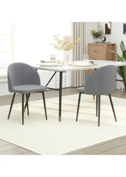 HOMCOM Grey Upholstered Fabric Dining Chairs Set of 2 (49cm x 50cm x 77cm)