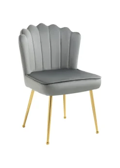 HOMCOM Grey Velvet-Feel Accent Chair (57cm x 58cm x 88cm)