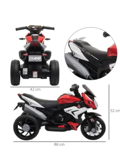 HOMCOM Kids Electric Motorcycle Ride-On Toy 6V Battery with  Music, Horn and Lights (Red)