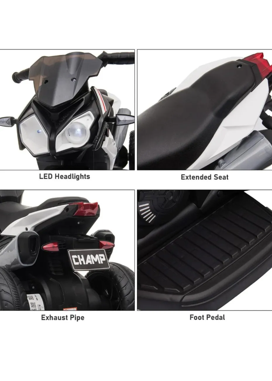 HOMCOM Kids Electric Motorcycle Ride-On Toy 6V Battery with Music, Horn and Lights (Black)