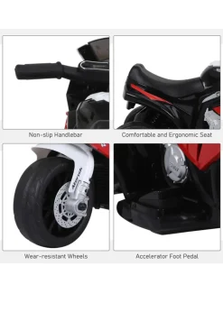 HOMCOM Kids Electric Ride on Motorcycle BMW Licensed with Headlights and Music (Red)