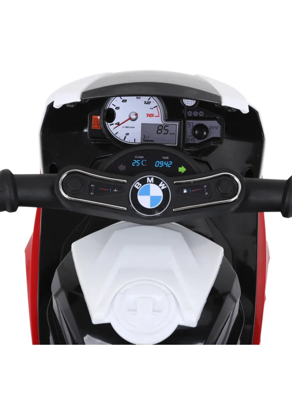 HOMCOM Kids Electric Ride on Motorcycle BMW Licensed with Headlights and Music (Red)