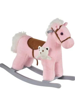 HOMCOM Kids Plush Rocking Horse Toy Pink