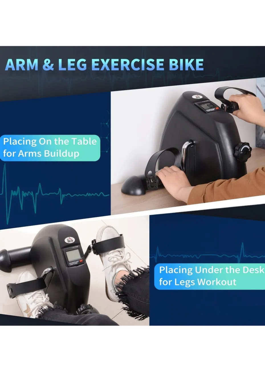 HOMCOM Mini Exercise Bike Portable Pedal Manual Machine Indoor Fitness Black