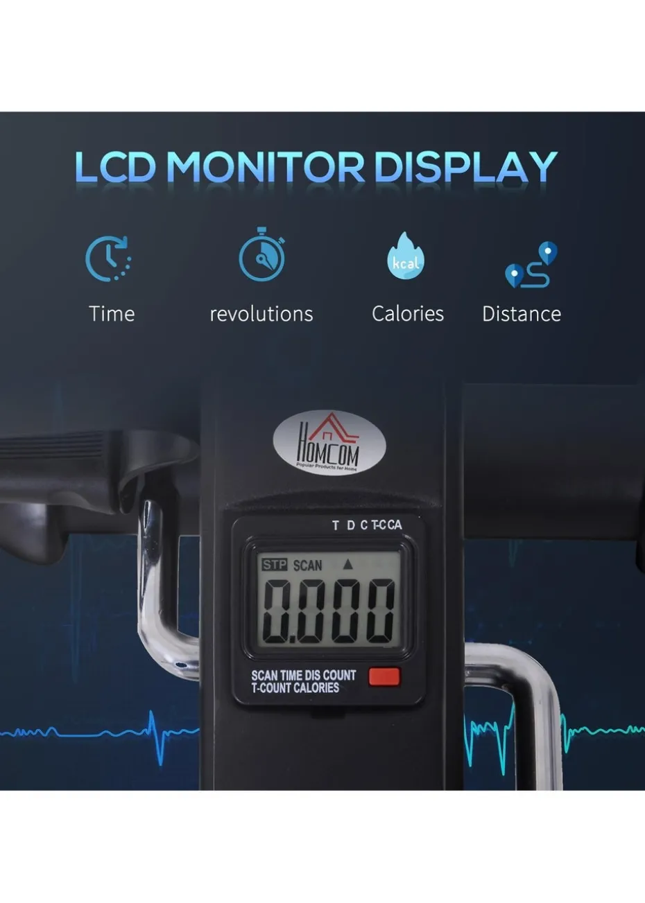 HOMCOM Mini Exercise Bike Portable Pedal Manual Machine Indoor Fitness Black