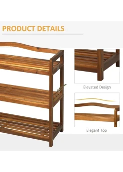 HOMCOM Natural 3-Tier Shoe Rack (74cm x 26cm x 62cm)