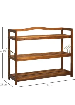 HOMCOM Natural 3-Tier Shoe Rack (74cm x 26cm x 62cm)