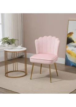HOMCOM Pink Velvet-Feel Accent Chair (57cm x 58cm x 88cm)