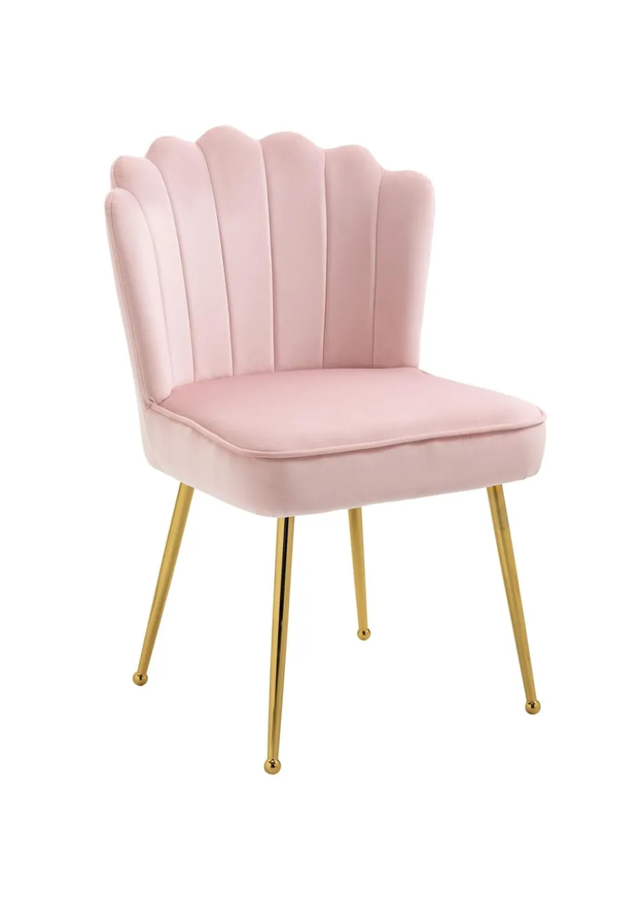 HOMCOM Pink Velvet-Feel Accent Chair (57cm x 58cm x 88cm)