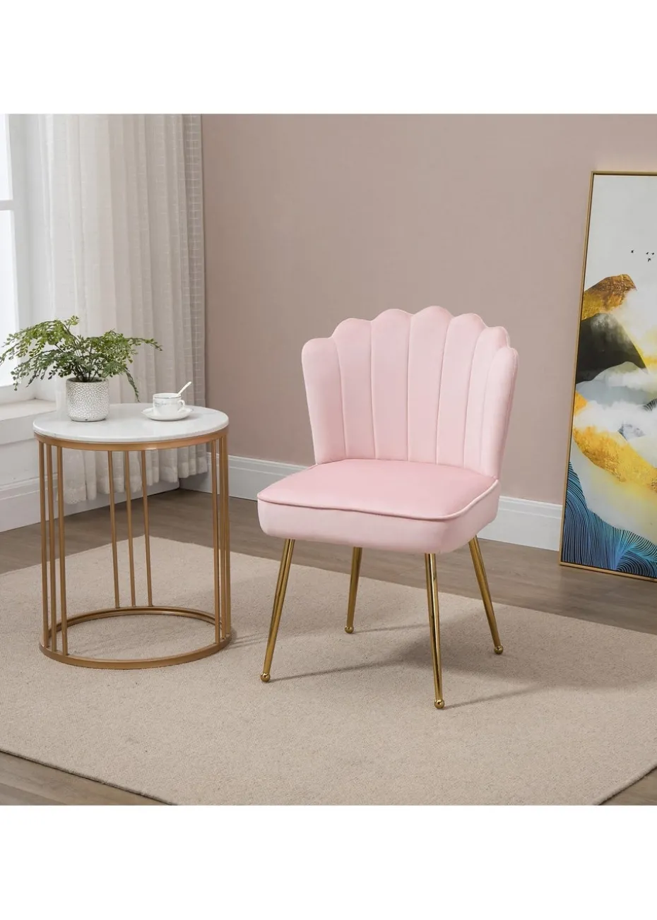 HOMCOM Pink Velvet-Feel Accent Chair (57cm x 58cm x 88cm)