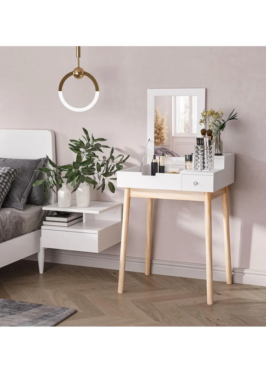 HOMCOM White Dressing Table 2 Drawers (60cm x 50cm x 85.5cm)