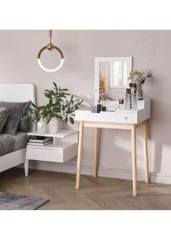 HOMCOM White Dressing Table 2 Drawers (60cm x 50cm x 85.5cm)