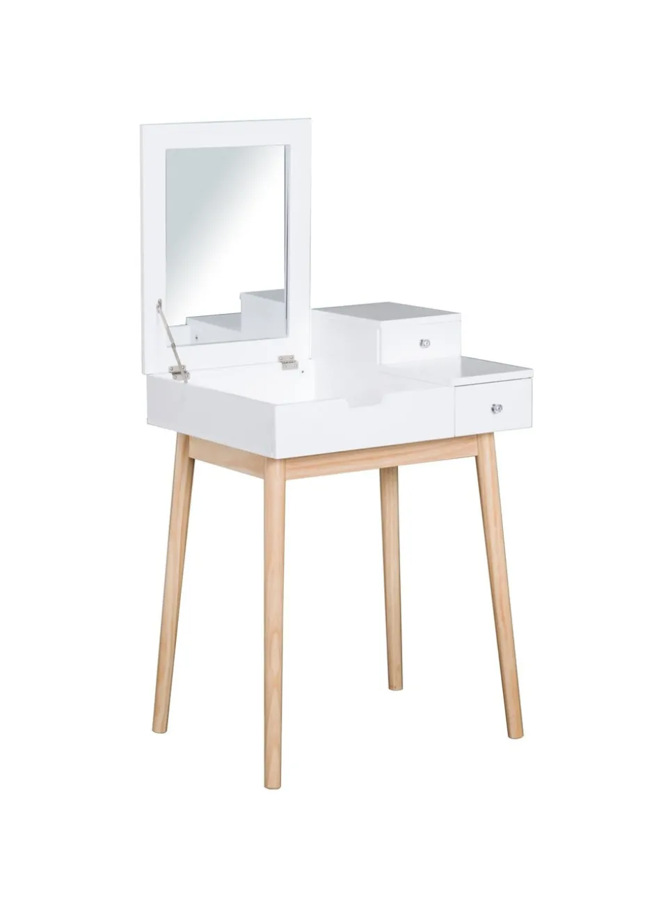 HOMCOM White Dressing Table 2 Drawers (60cm x 50cm x 85.5cm)