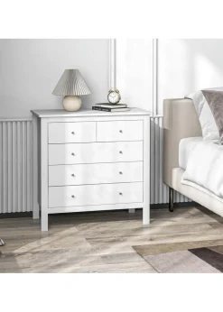 HOMCOM White Modern Chest Of Drawers (79cm x 39.5cm x 80.5cm)