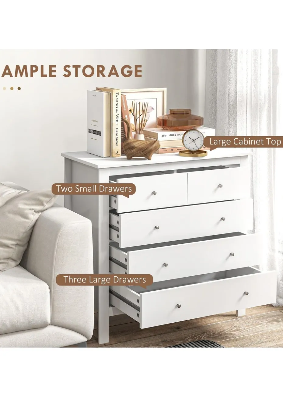 HOMCOM White Modern Chest Of Drawers (79cm x 39.5cm x 80.5cm)