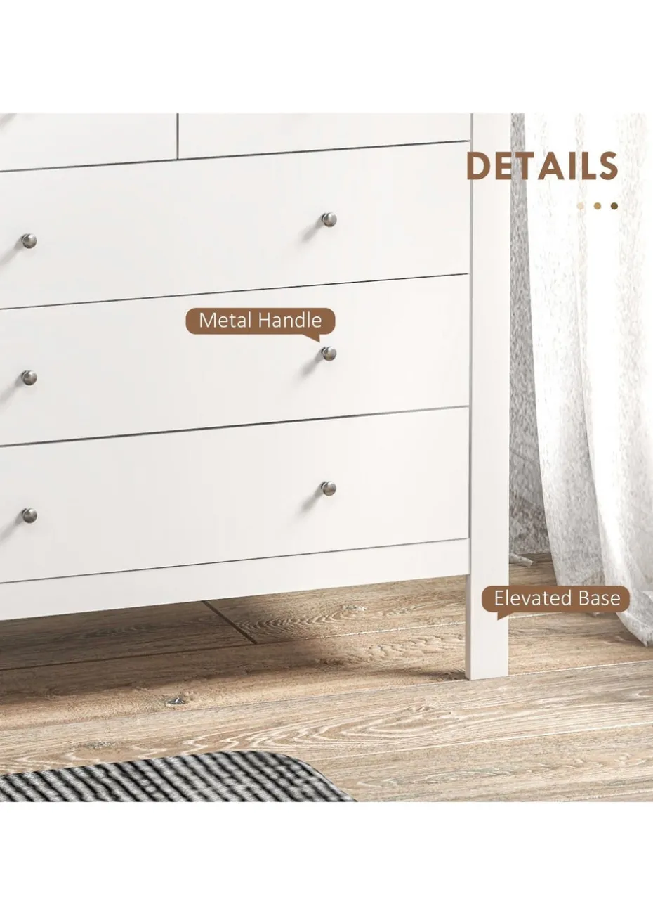 HOMCOM White Modern Chest Of Drawers (79cm x 39.5cm x 80.5cm)