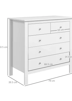 HOMCOM White Modern Chest Of Drawers (79cm x 39.5cm x 80.5cm)