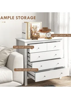 HOMCOM White Modern Chest Of Drawers (79cm x 39.5cm x 80.5cm)