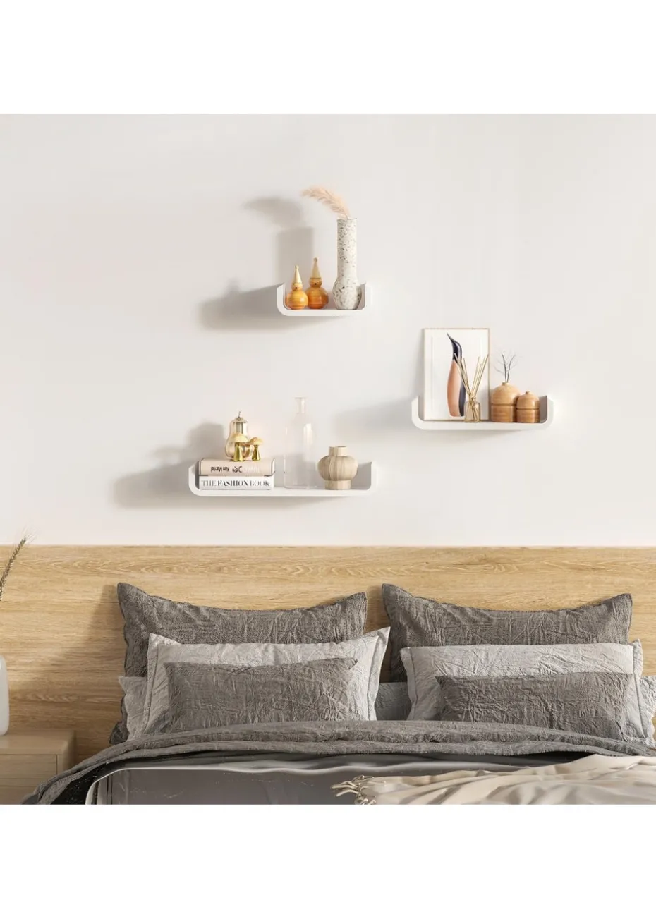 HOMCOM White U Shaped Shelf Set (60cm x 15cm x 10cm)