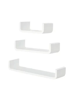 HOMCOM White U Shaped Shelf Set (60cm x 15cm x 10cm)