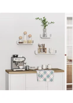 HOMCOM White U Shaped Shelf Set (60cm x 15cm x 10cm)