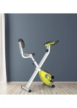 HOMCOM Yellow Magnetic Resistance Exercise Bike Foldable LCD Adjustable Seat