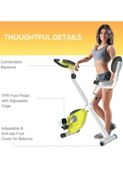 HOMCOM Yellow Magnetic Resistance Exercise Bike Foldable LCD Adjustable Seat