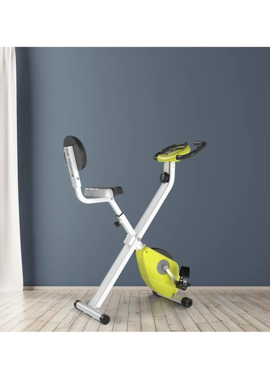 HOMCOM Yellow Magnetic Resistance Exercise Bike Foldable LCD Adjustable Seat