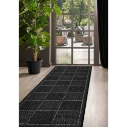 Homemaker Black Check Gel Flatweave Runner Rug