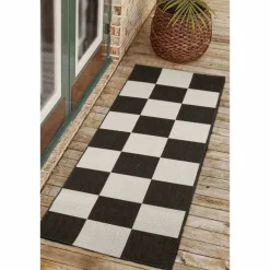 Homemaker Black Chequer Runner Rug