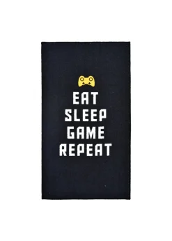 Homemaker Black Eat Sleep Game Repeat Rug
