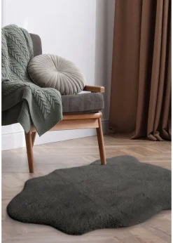 Homemaker Dark Grey Luxury Fur Single Rug