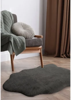 Homemaker Dark Grey Luxury Fur Single Rug