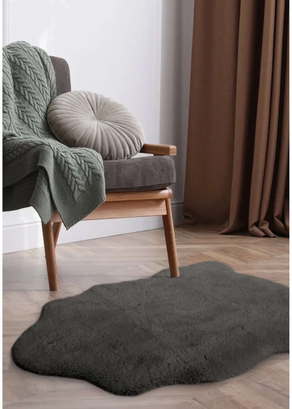 Homemaker Dark Grey Luxury Fur Single Rug