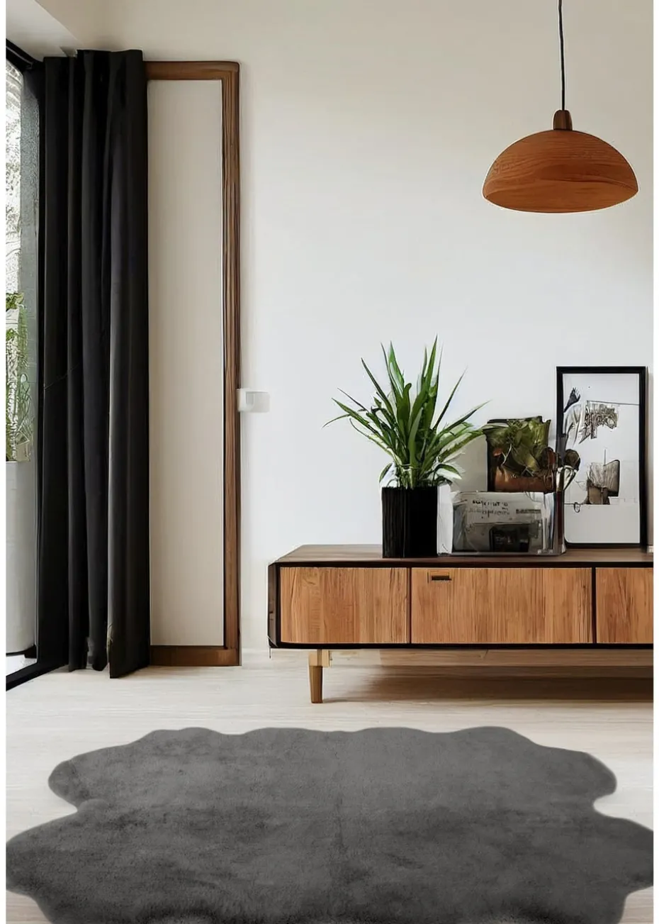Homemaker Dark Grey Luxury Fur Quad Rug