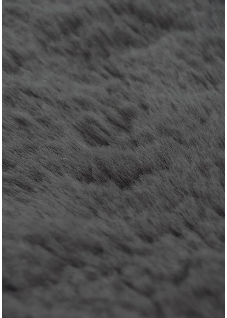 Homemaker Dark Grey Luxury Fur Oblong Rug
