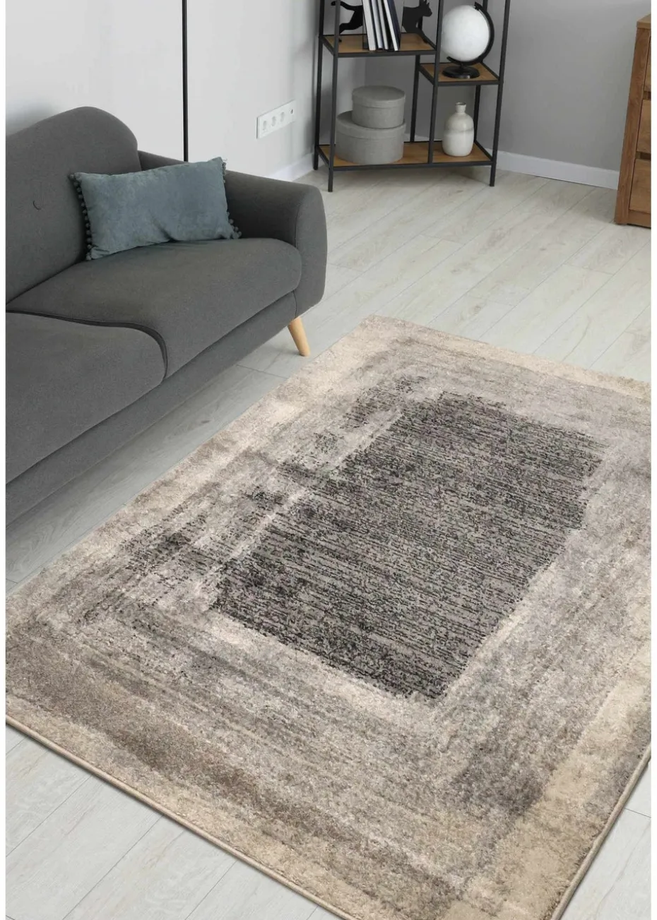 Homemaker Freya Border Effect Grey/Blue Rug
