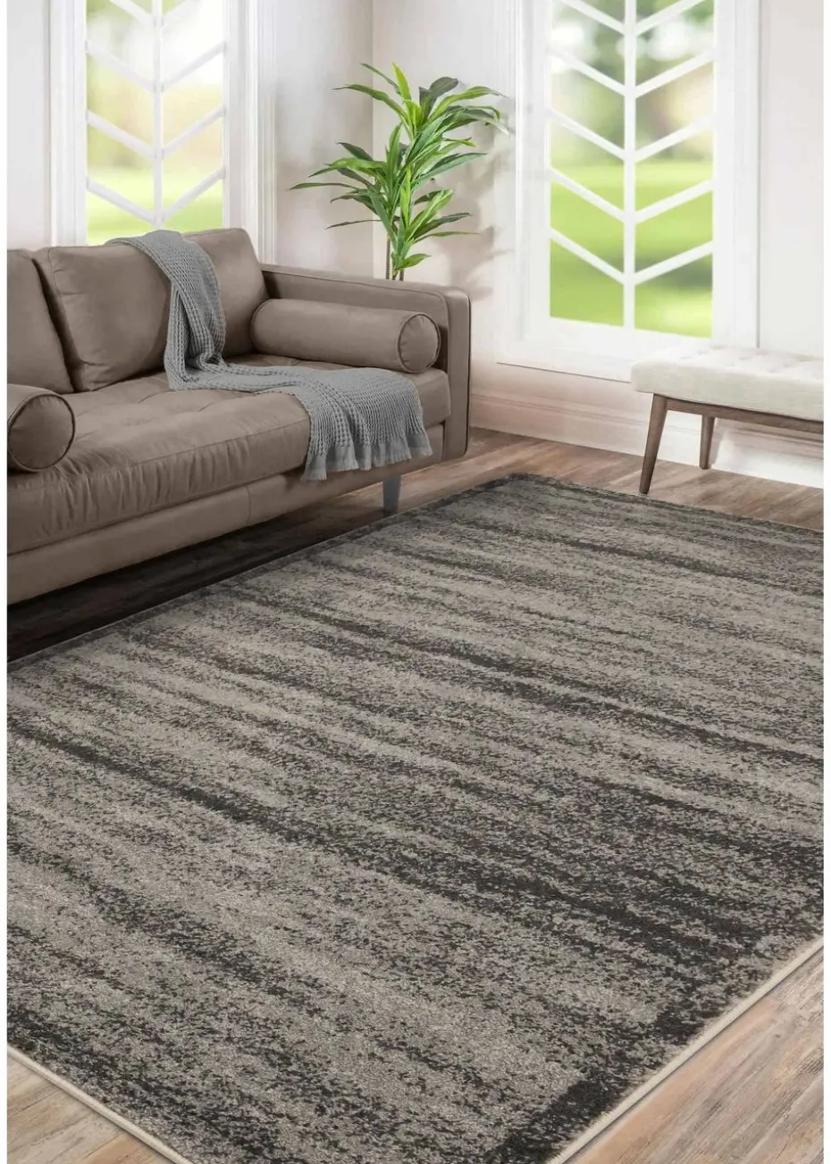 Homemaker Freya Texture Border Charcoal Rug