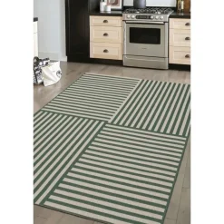 Homemaker Green Multistripe Design Rug