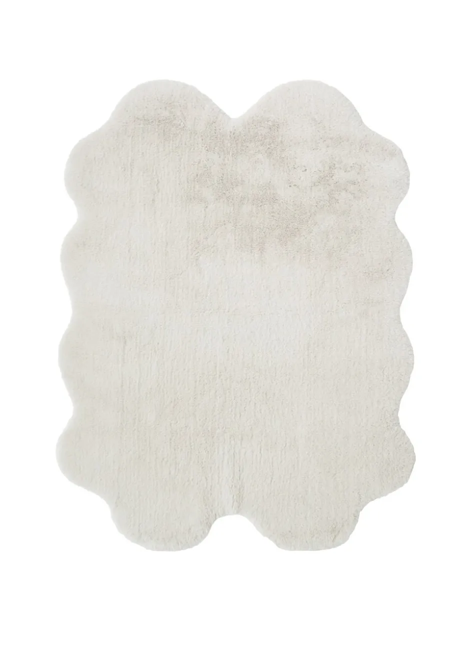 Homemaker Ivory Luxury Fur Quad Rug