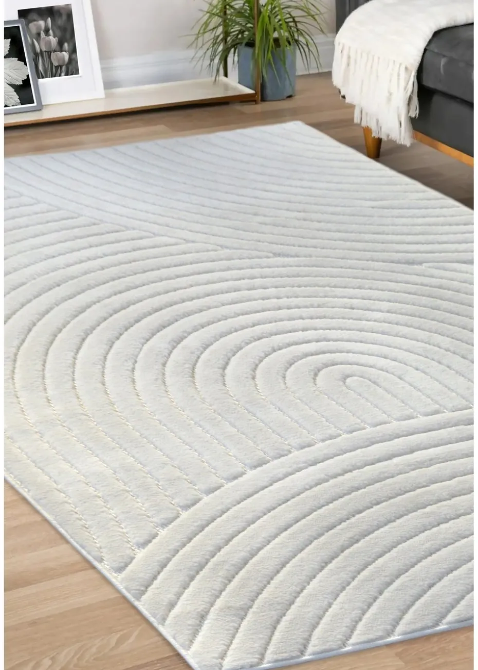 Homemaker Malmo White Curves Rug