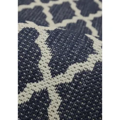 Homemaker Navy Trellis Gel Flatweave Runner Rug