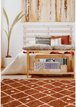 Homemaker Terracotta Snug Shaggy Diamond Rug