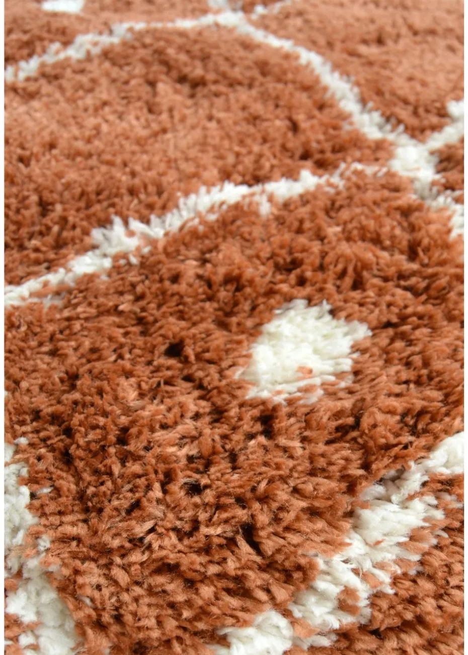 Homemaker Terracotta Snug Shaggy Diamond Rug
