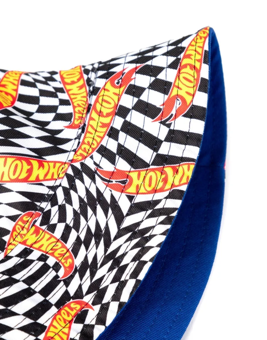 Hot Wheels Blue Logo & Checkerboard Reversible Bucket Hat