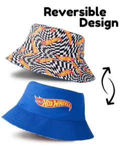 Hot Wheels Blue Logo & Checkerboard Reversible Bucket Hat