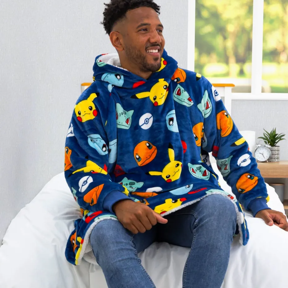 HUGZEE Pokemon Badges Wearable Hooded Fleece