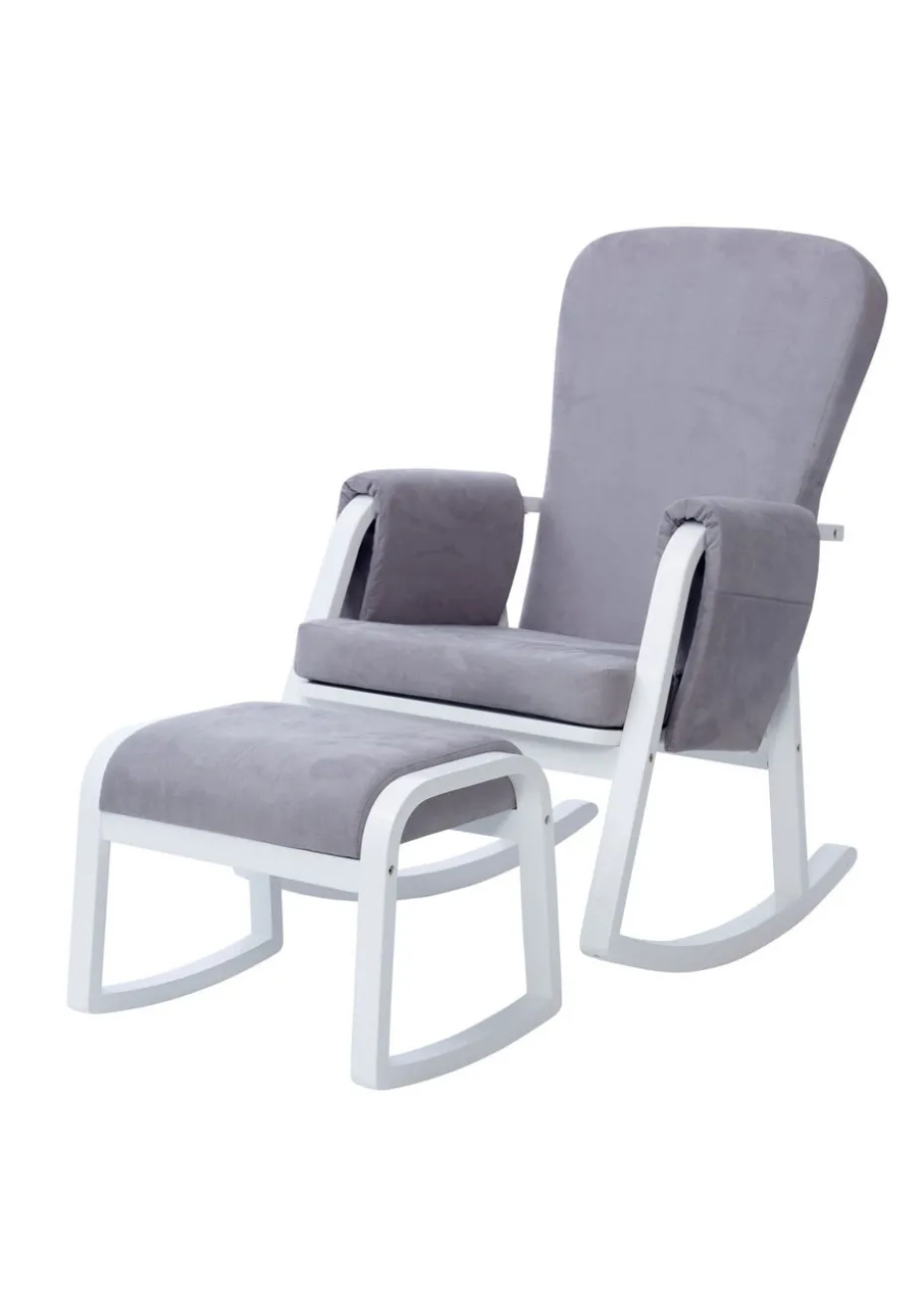 Ickle Bubba Grey Dursley Rocking Chair & Stool