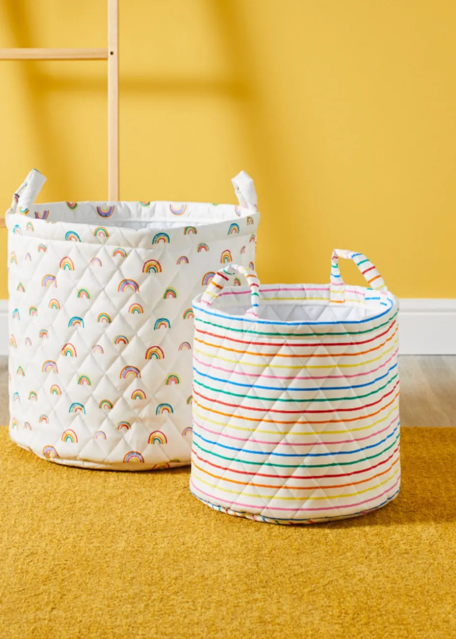 Ickle Bubba White Storage Baskets Rainbow Dreams 2 Pack