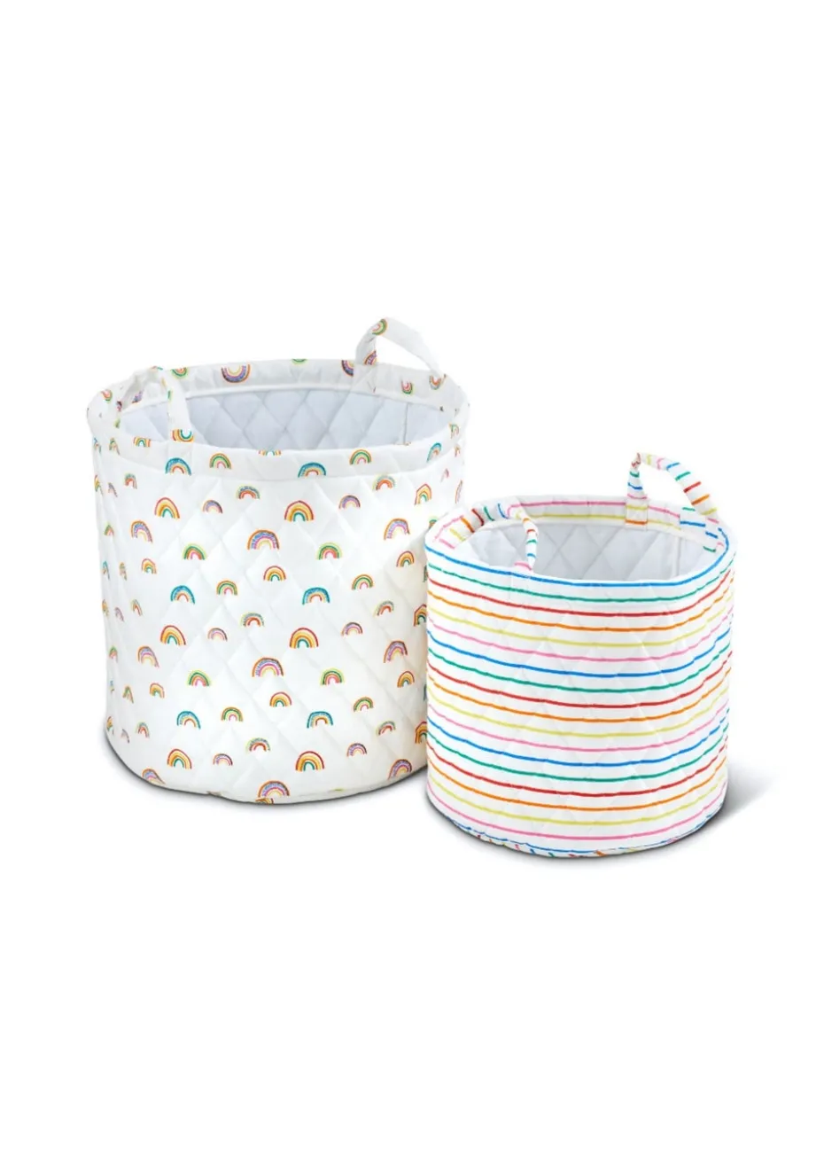 Ickle Bubba White Storage Baskets Rainbow Dreams 2 Pack